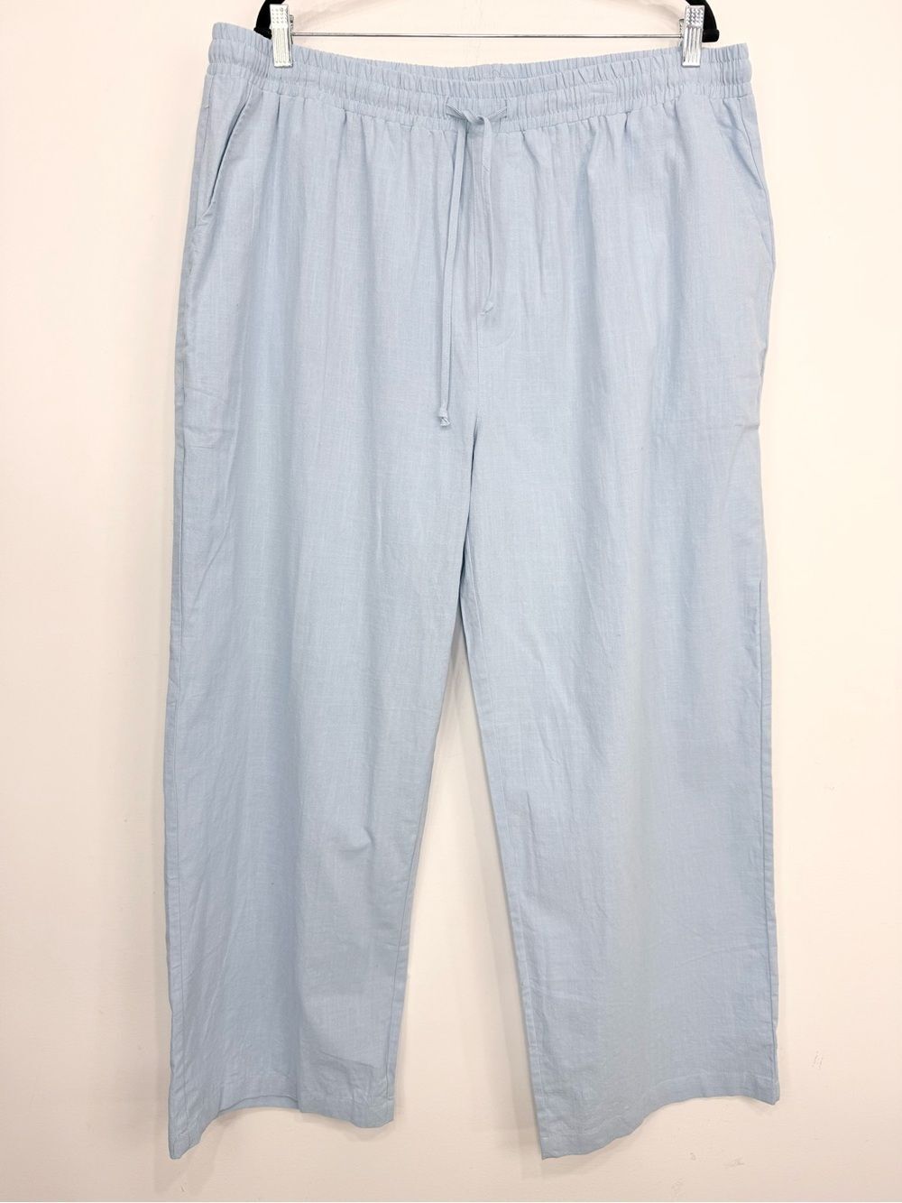 Coofandy Light Blue 100% Cotton Stretch Waist Summer Beach Pants